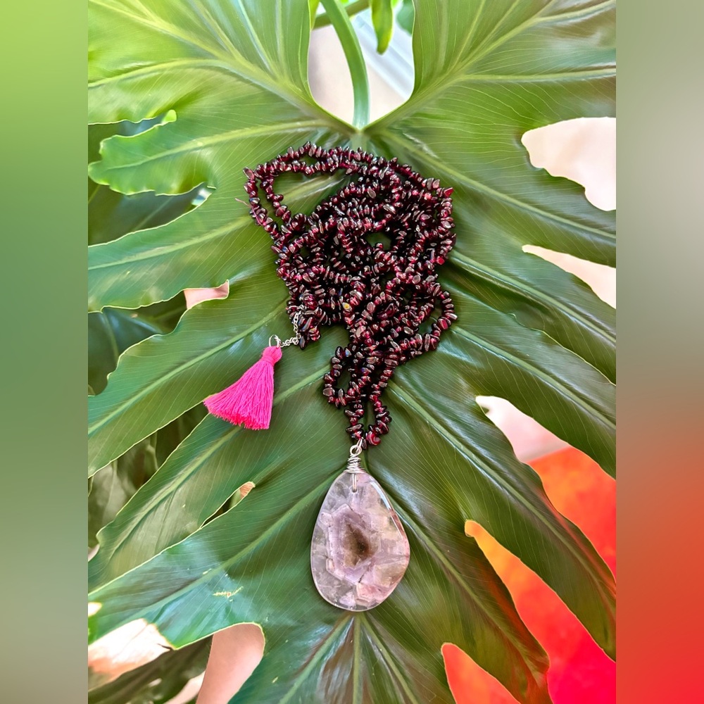 Auralite 23 and Garnet necklace set